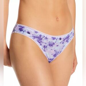 OnGossamer Tropical Getaway Mesh Hip Bikini Panty Purple Floral L NWT